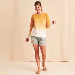Faherty Fade Bells Crewneck Sweatshirt 
Sz Large Ombre Yellow to White LowTide